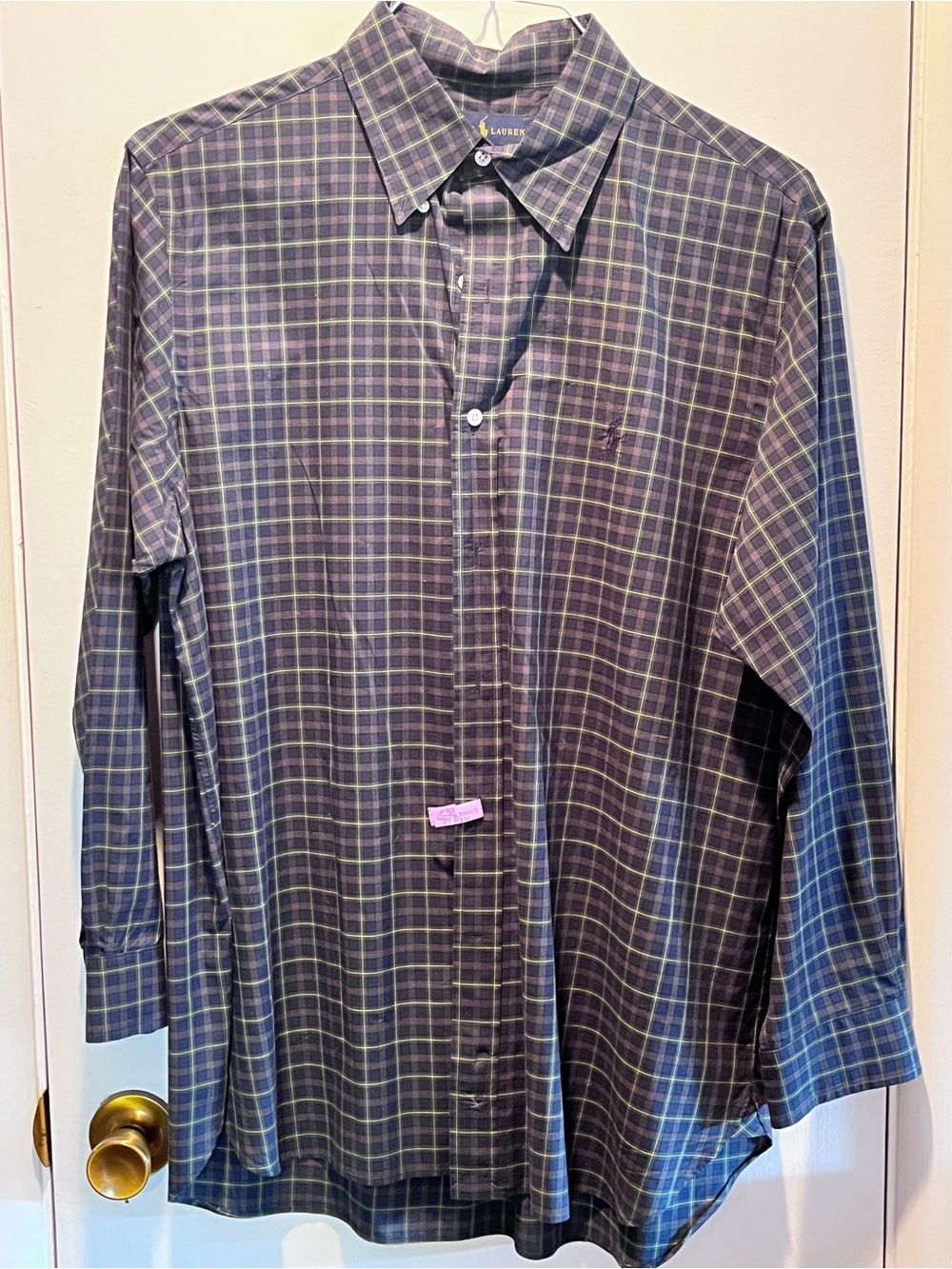 Lauren Ralph Lauren Navy and Green Plaid Button-Down Shirt